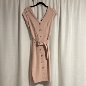 Express Blush Button-Front Midi Dress